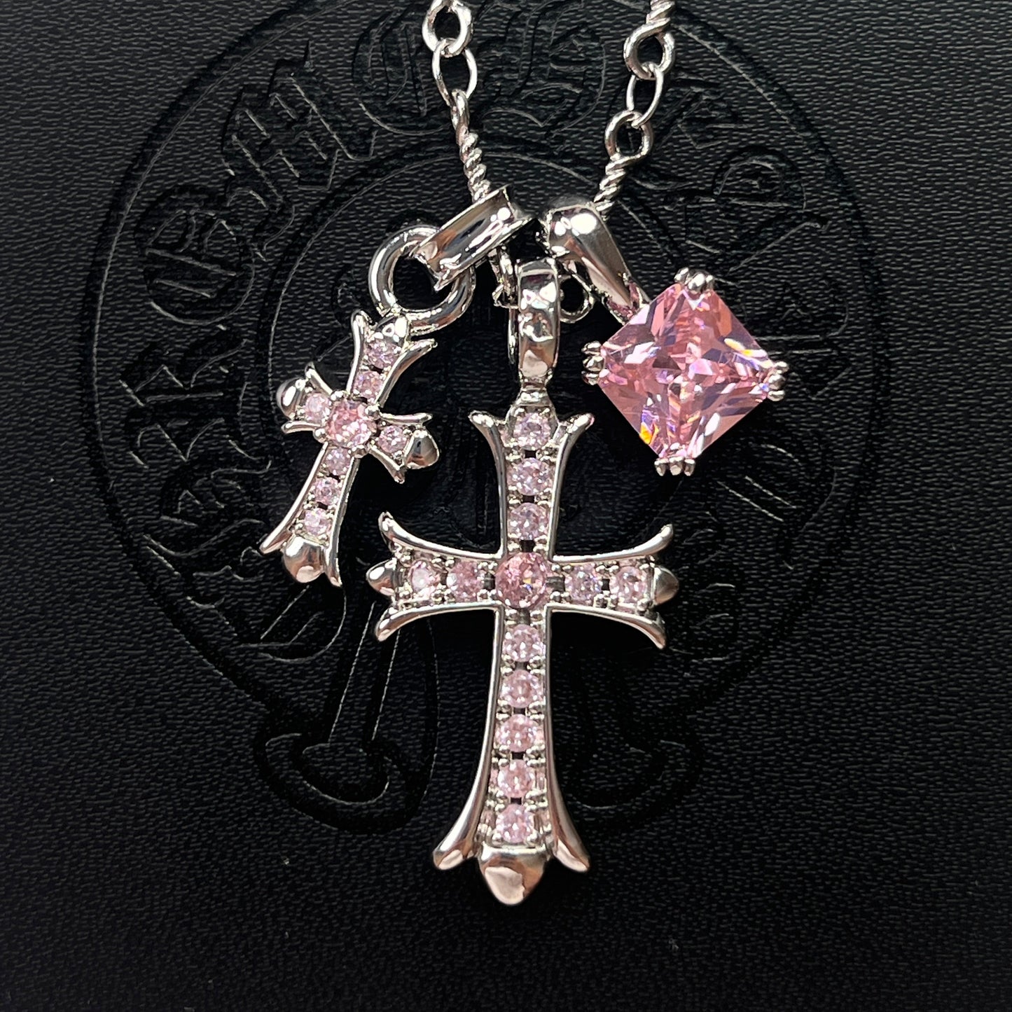 White Gold-Plated Cross Pendant Necklace