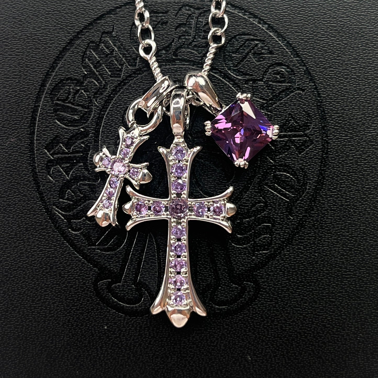 White Gold-Plated Cross Pendant Necklace