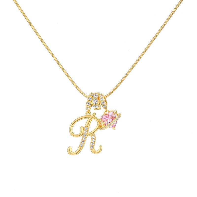 Initial & Heart Zircon Necklace ¨C Gold