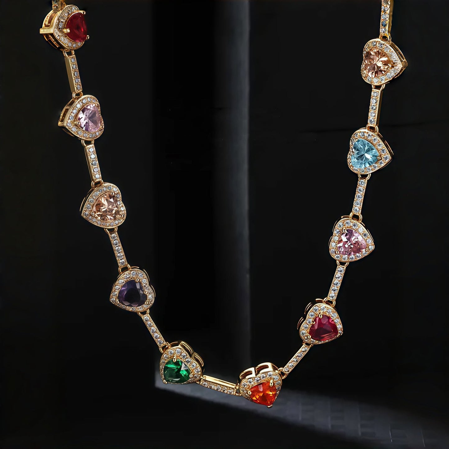 Colorful Heart Crystal Zirconia Necklace
