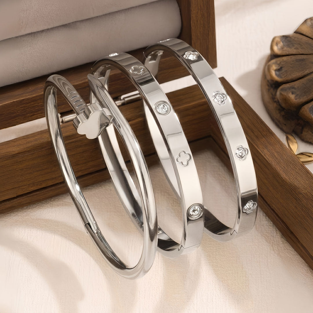Waterproof & Tarnish-Free 3-Piece Stackable Bangle Set