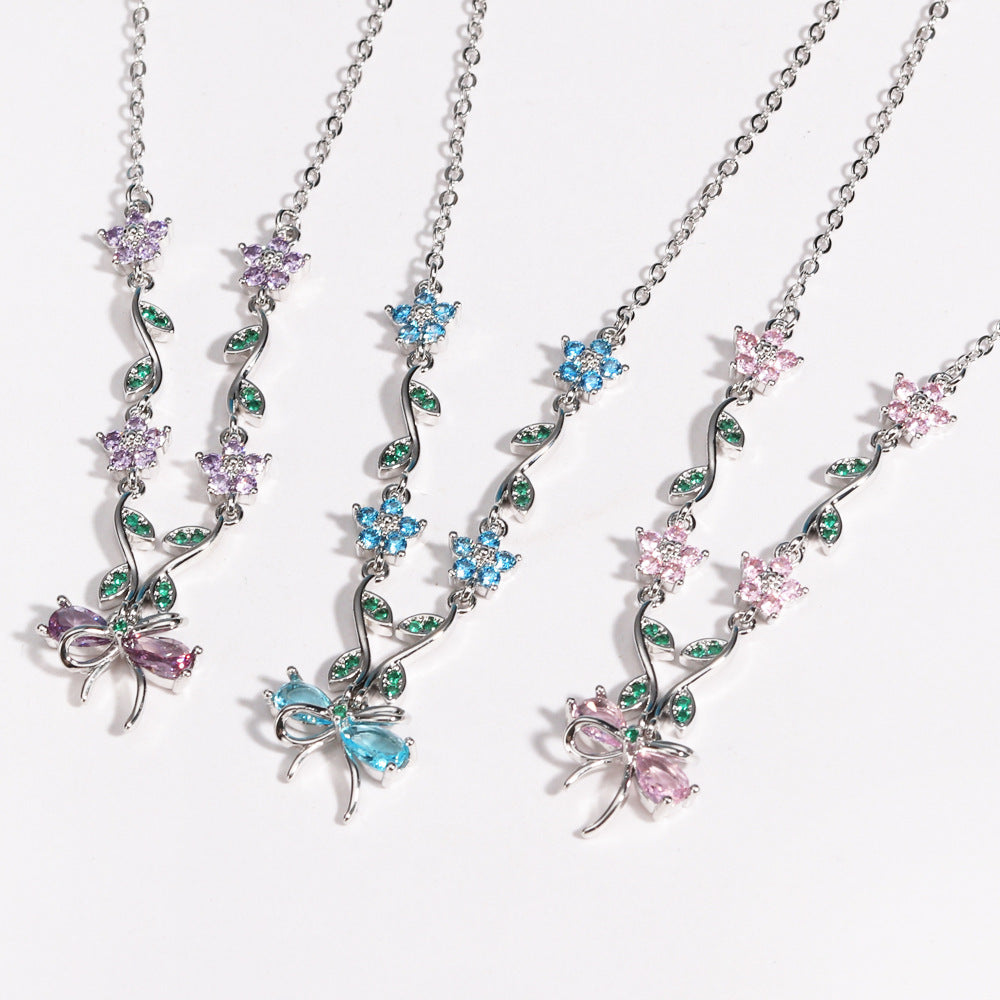 Sweet Crystal Bow Necklace