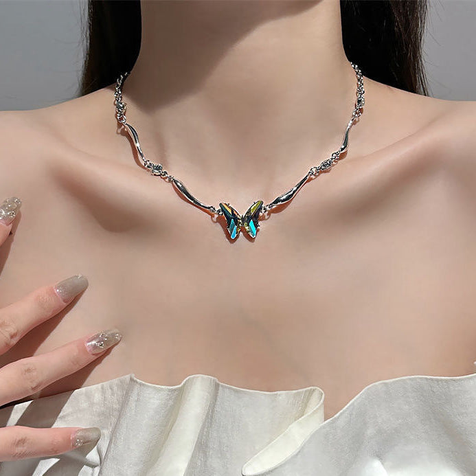 Colorful Zircon Butterfly Choker Necklace