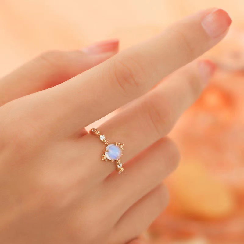 Gold-Plated Moonstone Open Ring