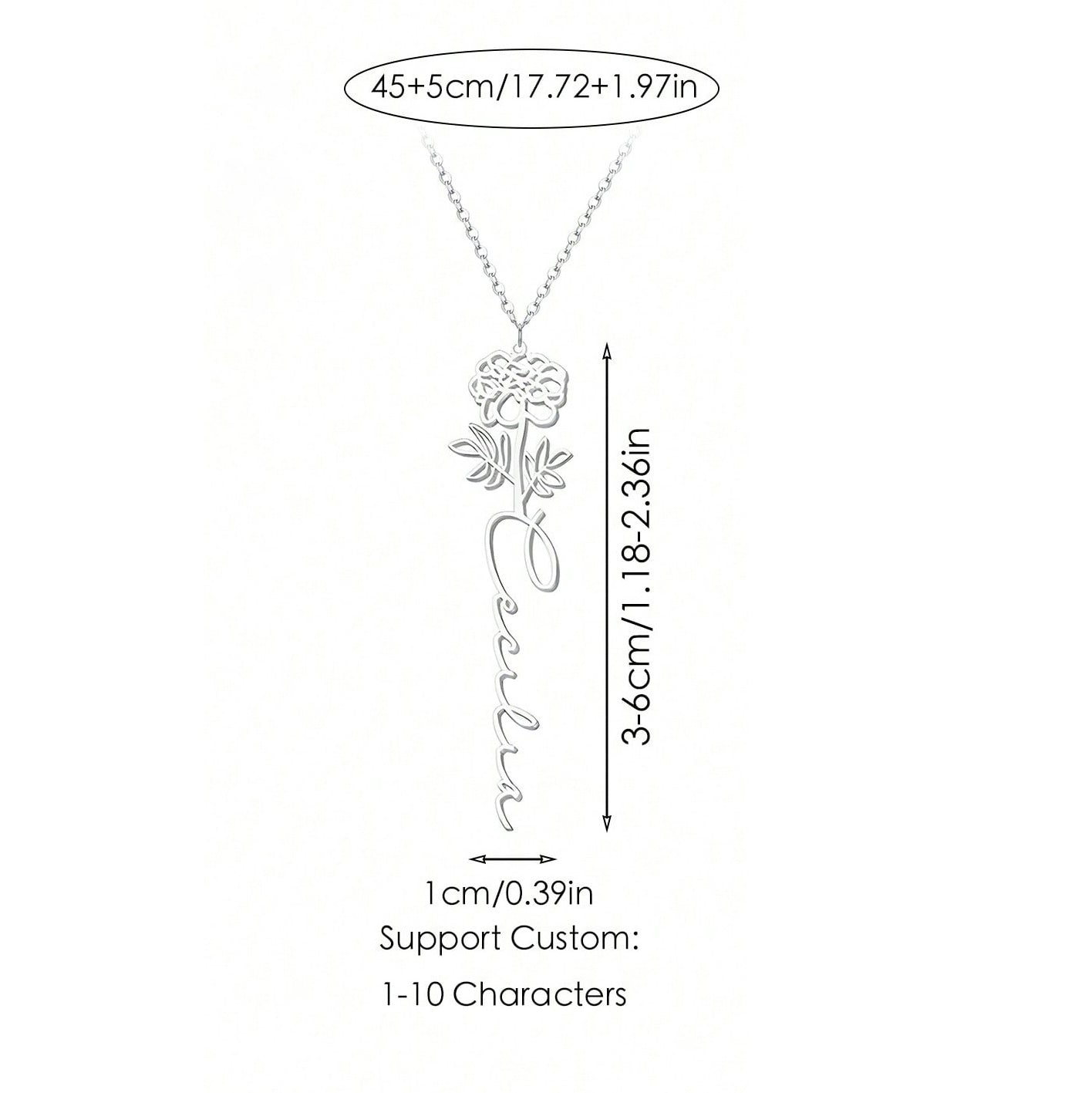 Personalized Birth Flower Name Necklace