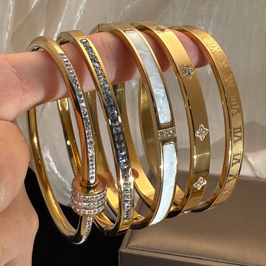 Waterproof & Tarnish-Free 5-Piece Stackable Bangle Set