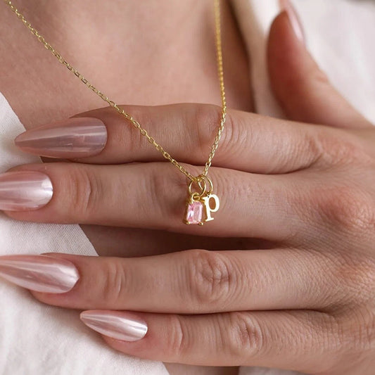 Personalized Initial & Birthstone Necklace