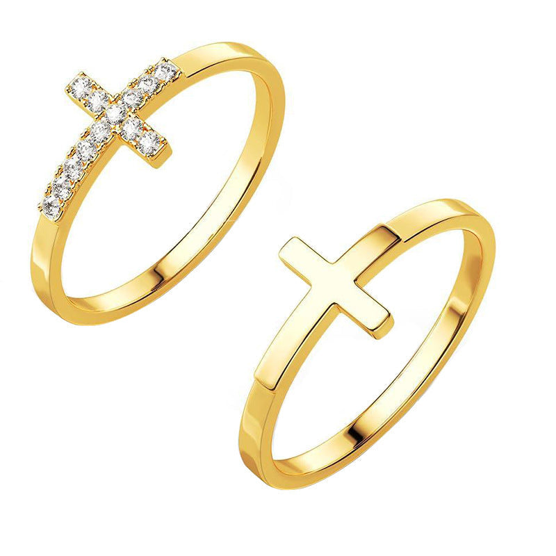 Stackable Thin Cross Ring Set