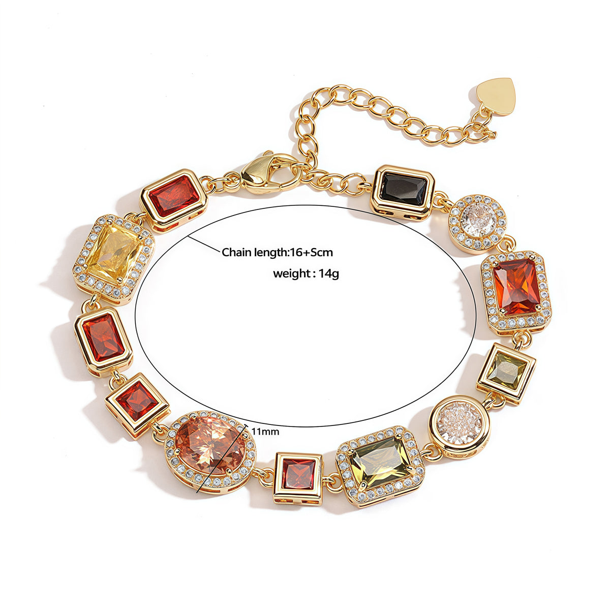 Colorful Square Crystal Zirconia Necklace
