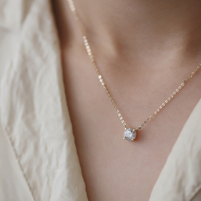 Minimalist 1ct CZ Gold-Plated Necklace