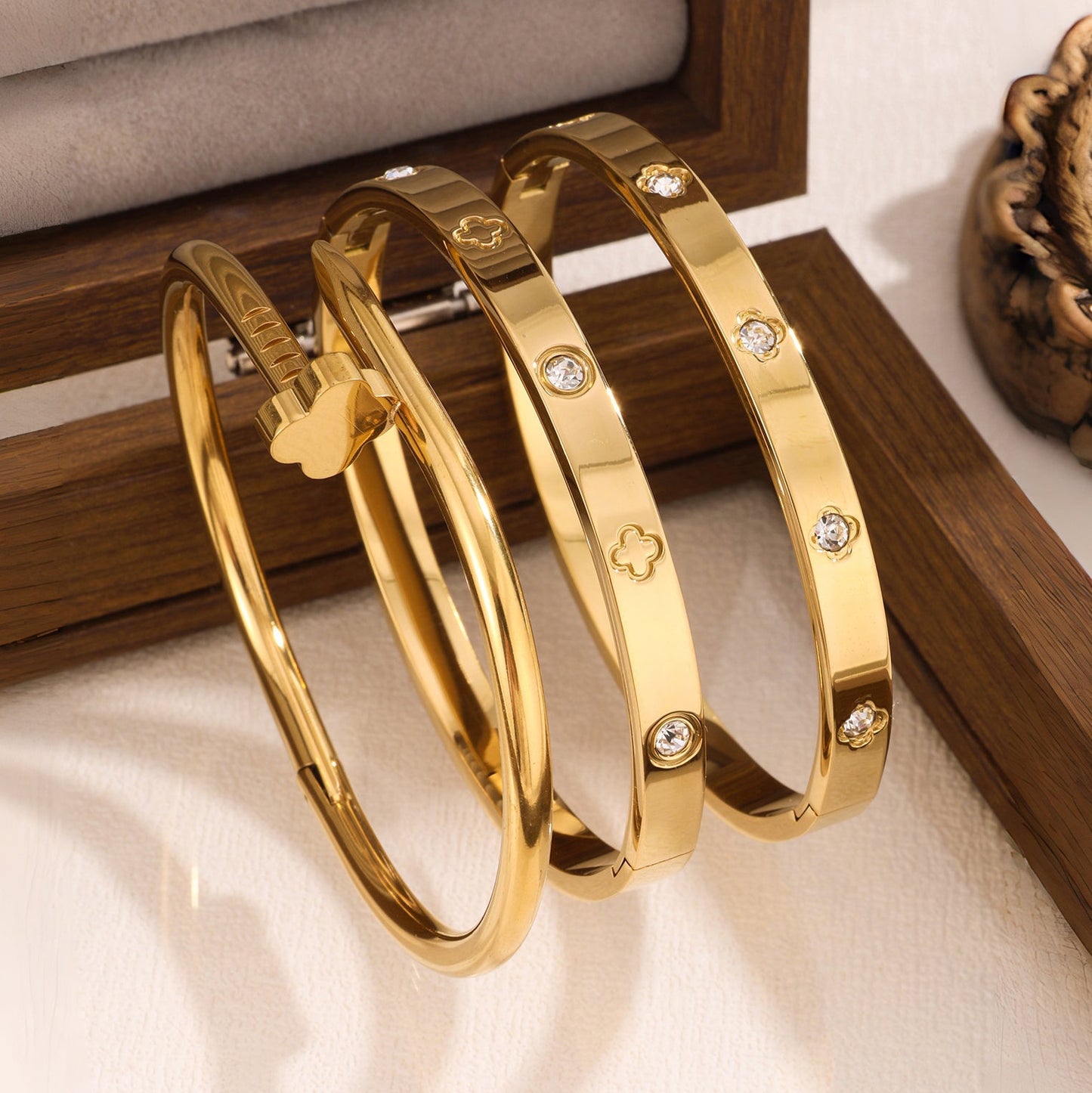 Waterproof & Tarnish-Free 3-Piece Stackable Bangle Set