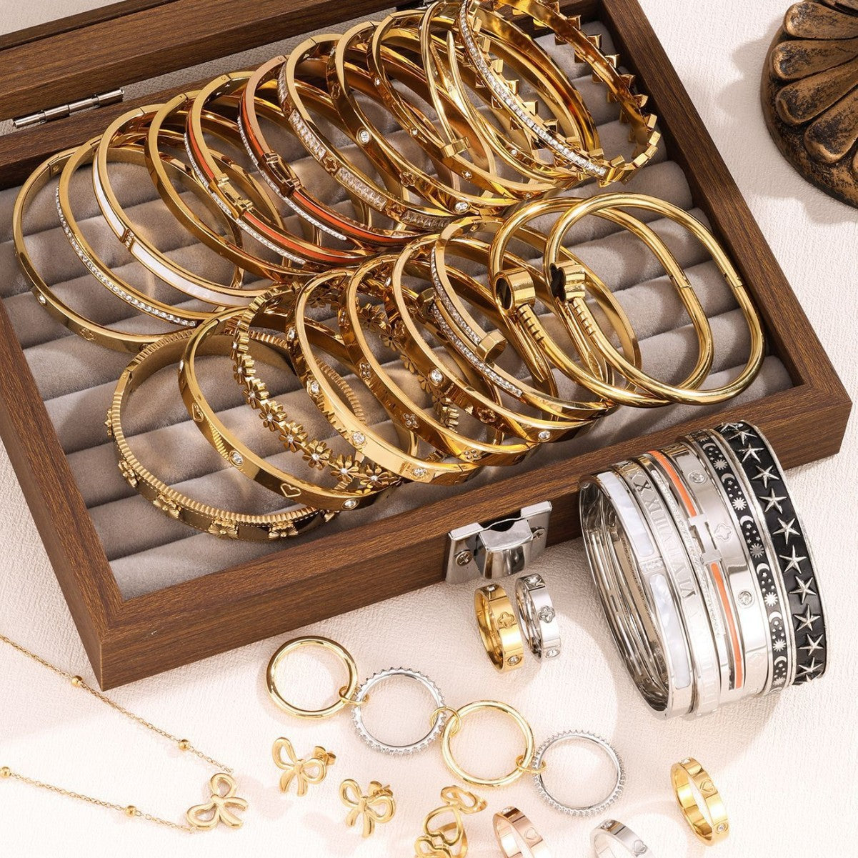 Waterproof & Tarnish-Free 3-Piece Stackable Bangle Set