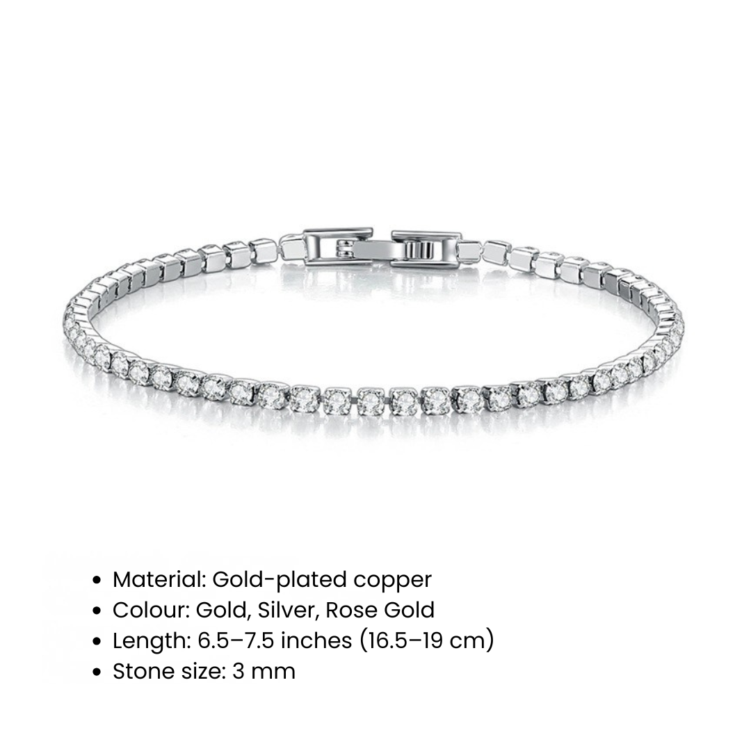 3 mm Cubic Zirconia Tennis Bracelet