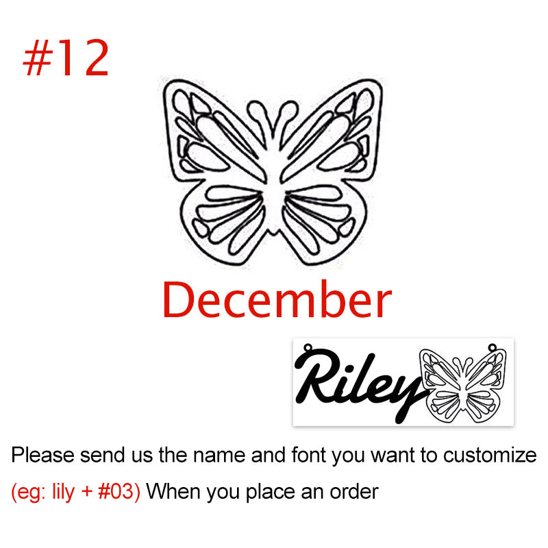 Personalized Name 12-Month Butterfly Necklace