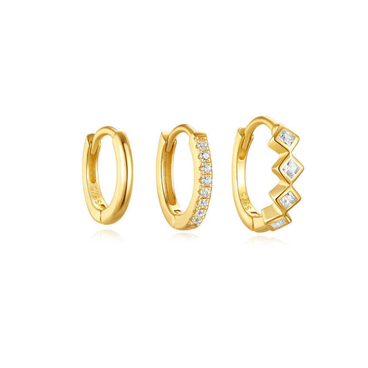 3-Pair Stacking Hoop Earrings Set