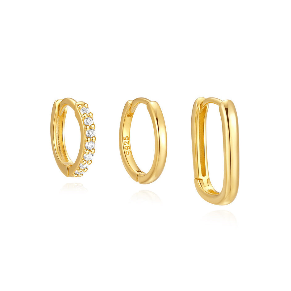 3-Pair Stacking Hoop Earrings Set