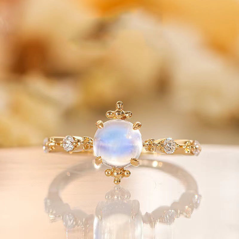 Gold-Plated Moonstone Open Ring