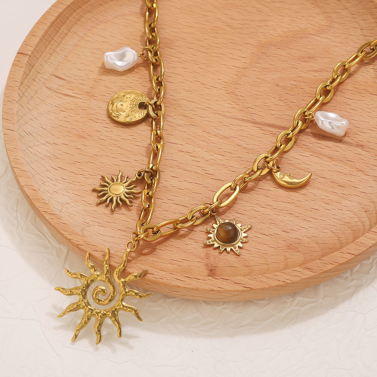 Gold Sun Charms Vacation Necklace