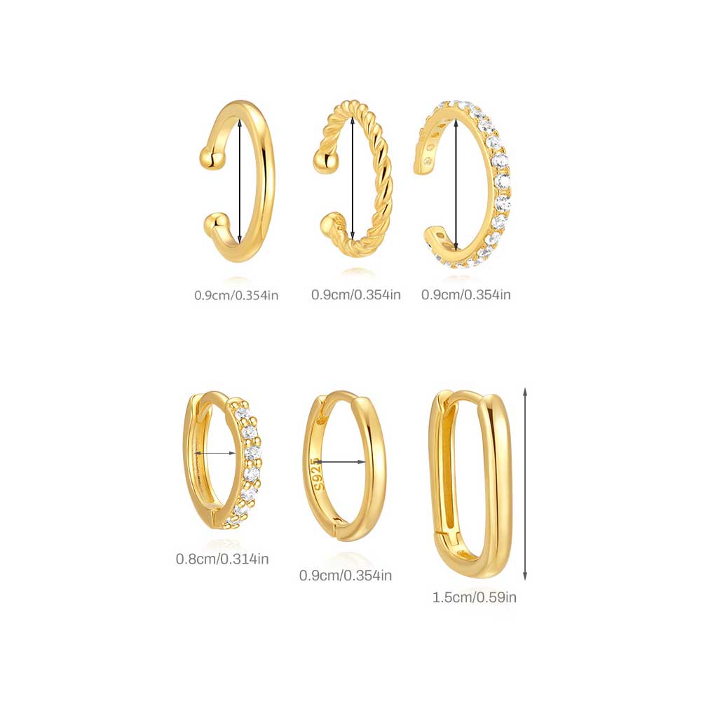 3-Pair Stacking Hoop Earrings Set