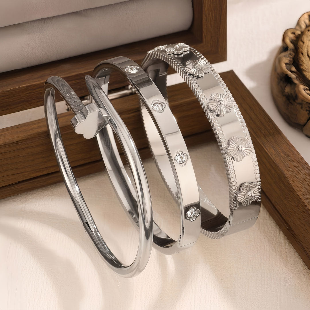 Waterproof & Tarnish-Free 3-Piece Stackable Bangle Set