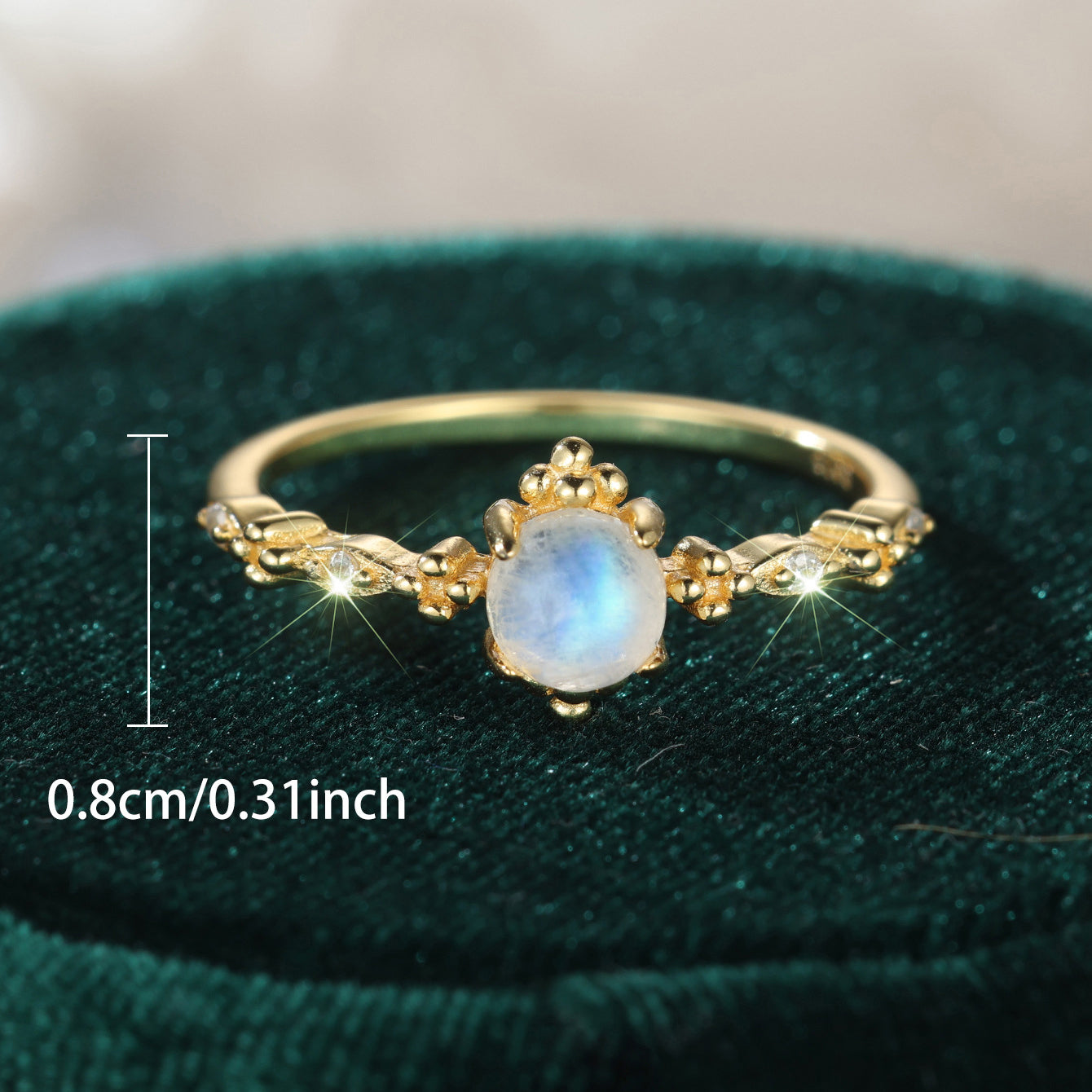 Gold-Plated Moonstone Open Ring