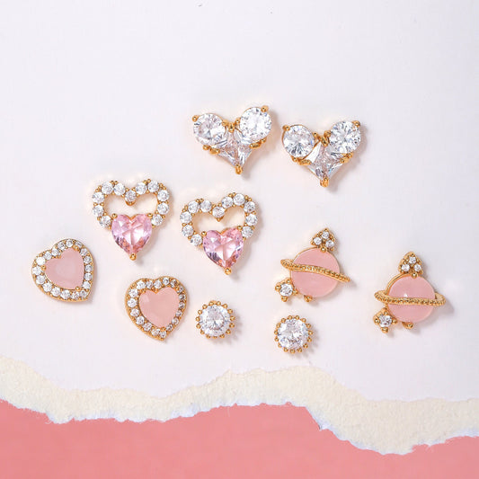 Sweet Pink Love Earrings Set