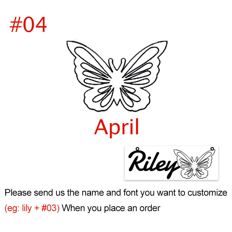 Personalized Name 12-Month Butterfly Necklace