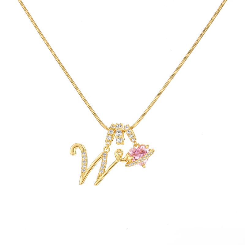 Initial & Heart Zircon Necklace ¨C Gold
