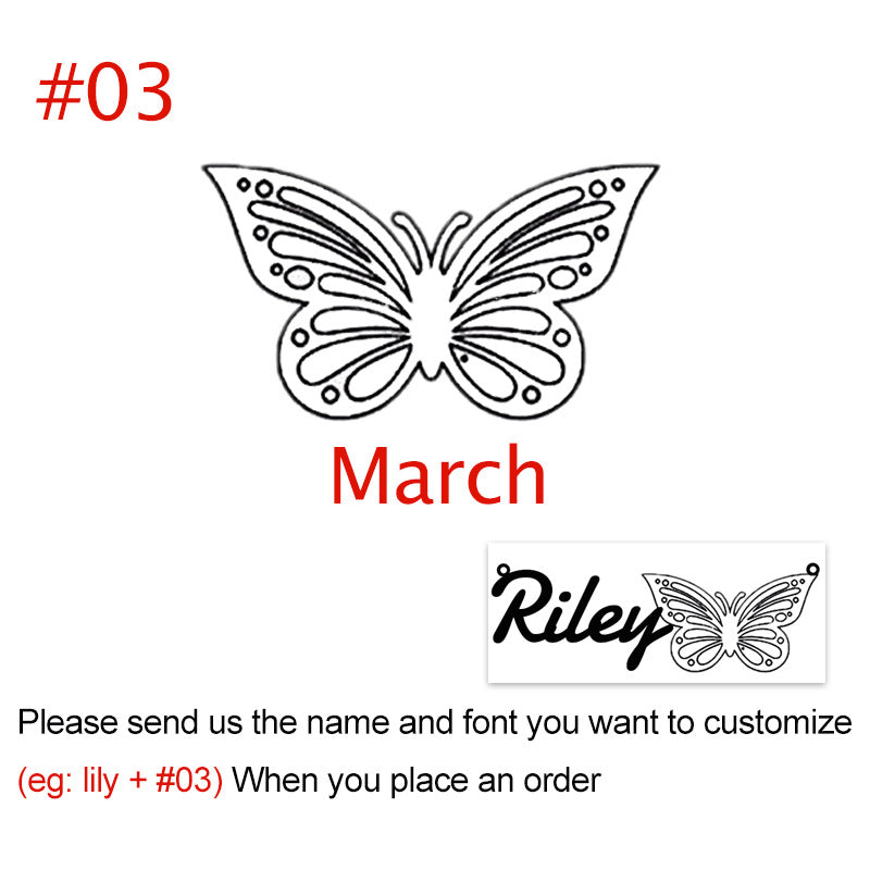 Personalized Name 12-Month Butterfly Necklace