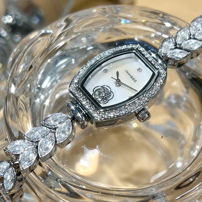 Water-Resistant Camellia Crystal Watch