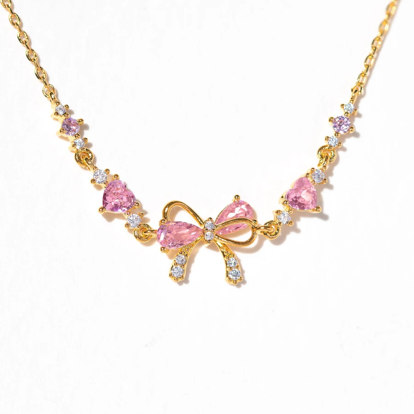Sweet Pink Bow Crystal Stacking Bracelet
