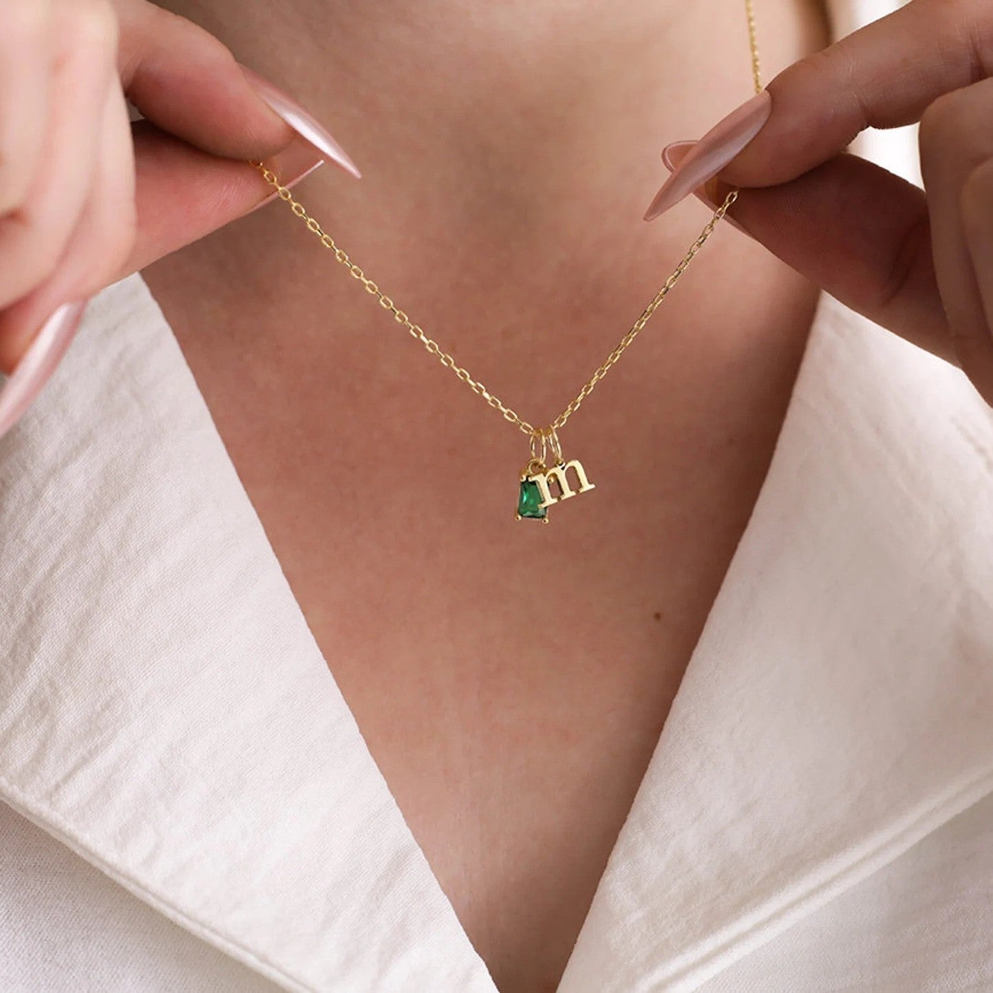 Personalized Initial & Birthstone Necklace