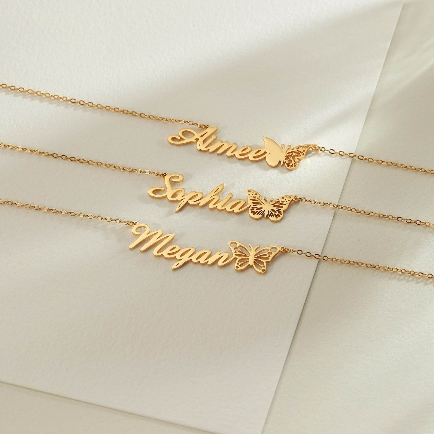 Personalized Name 12-Month Butterfly Necklace