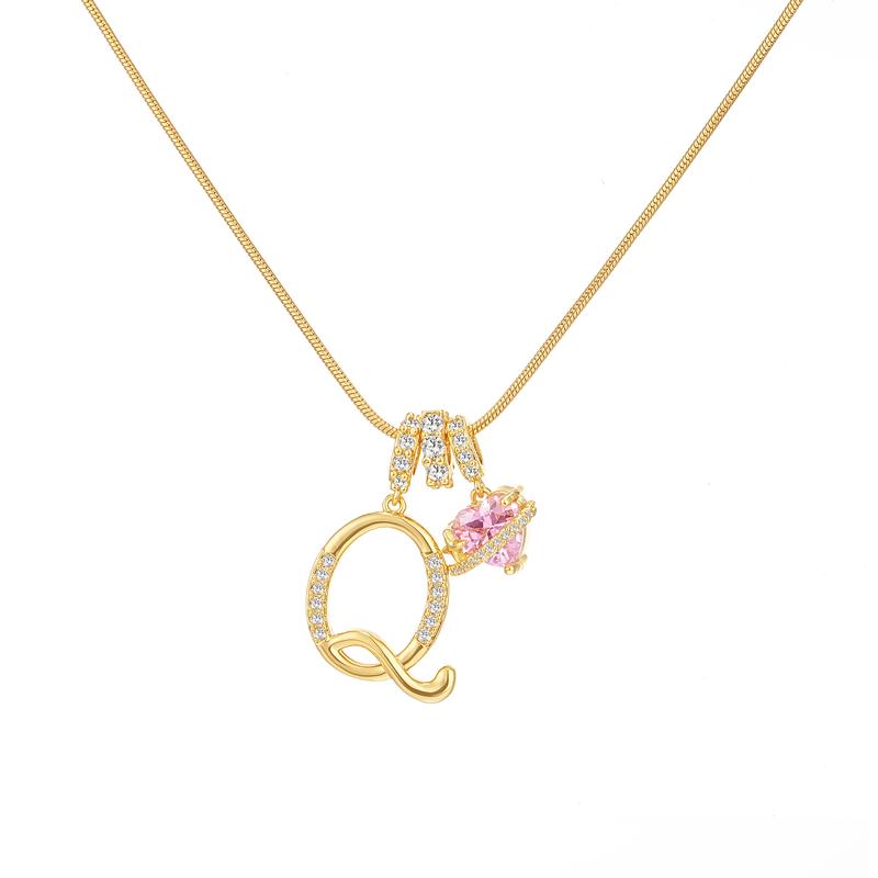 Initial & Heart Zircon Necklace ¨C Gold