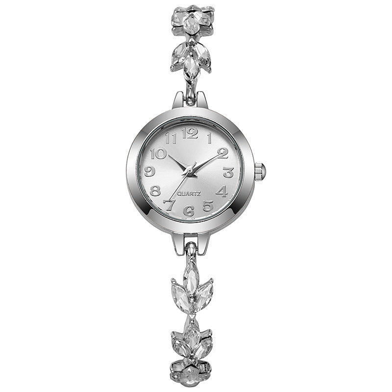 Elegant Sparkling Leaf Bracelet Watch
