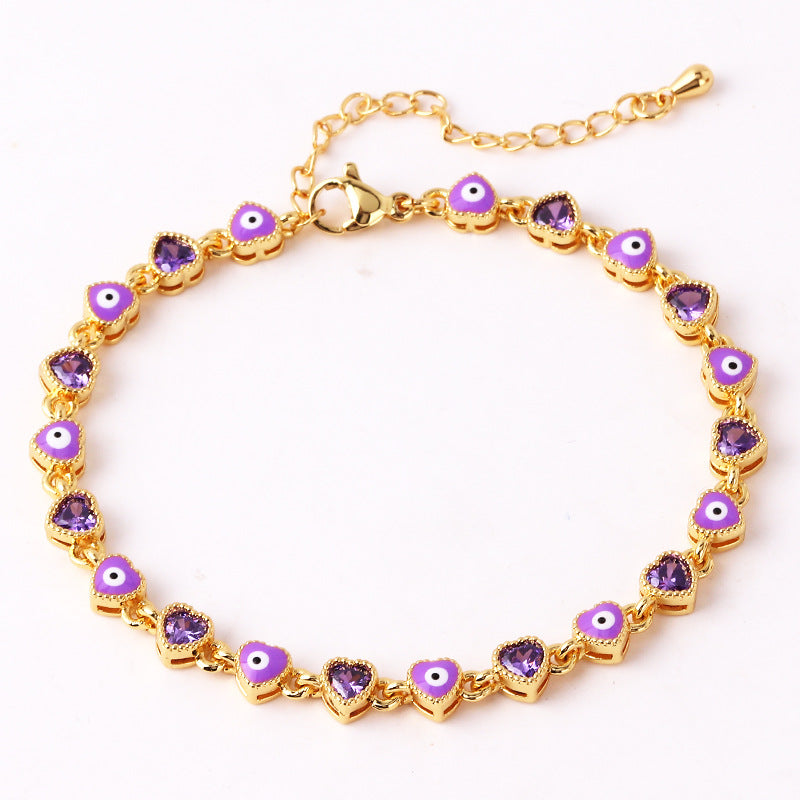 Lucky Protection Amulet Heart Evil Eye Colorful Gema Bracelet