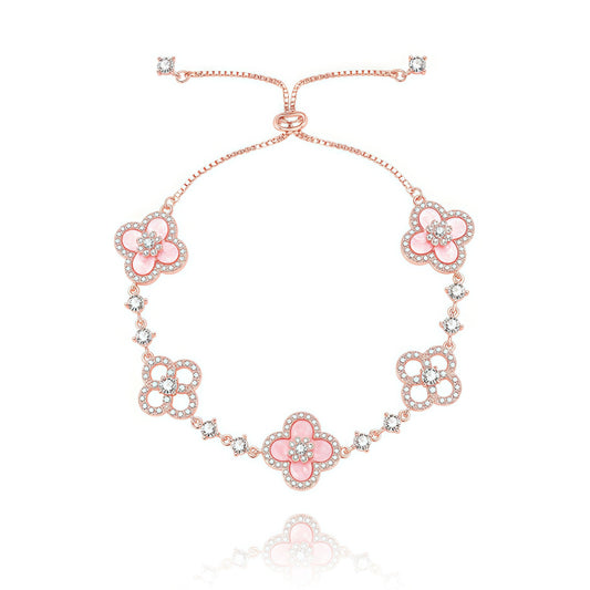 Dainty Pink Clover Lucky Jewelry Set