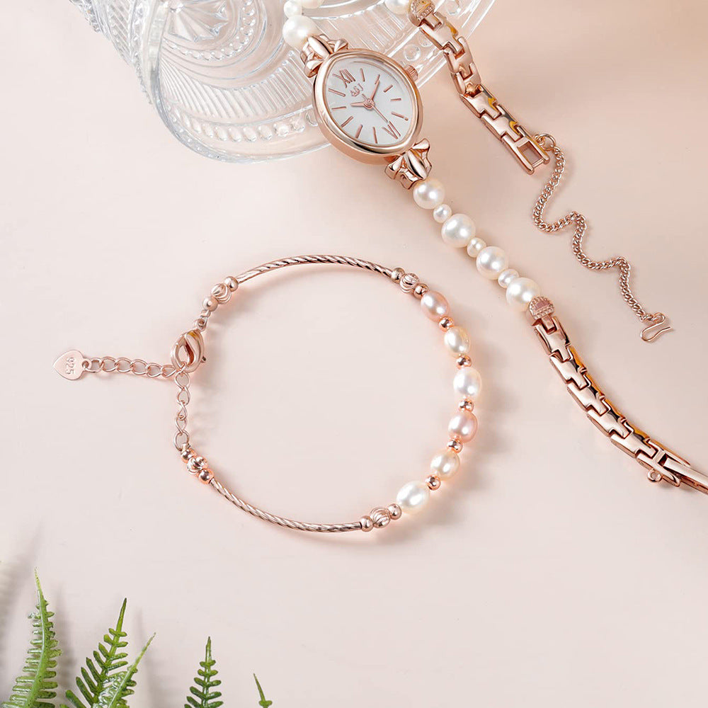 Pretty Pearl Quartz Bracelet Watch ¨C Rose Gold