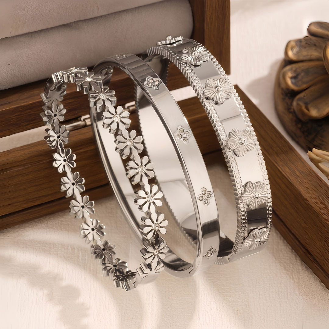 Waterproof & Tarnish-Free 3-Piece Stackable Bangle Set