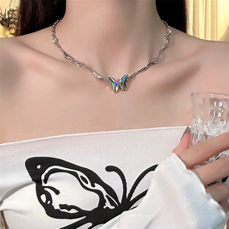 Colorful Zircon Butterfly Choker Necklace