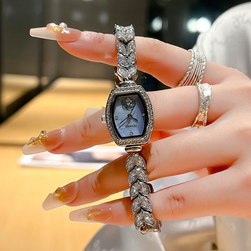 Water-Resistant Camellia Crystal Watch