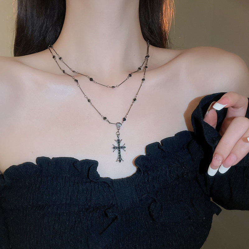 Layered Gothic Cross Necklace