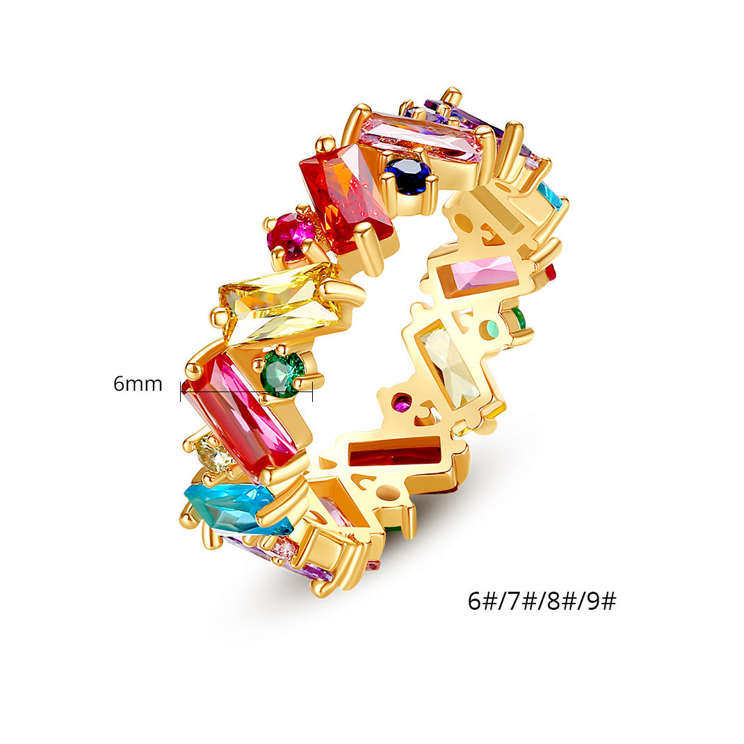 Colorful Cubic Zirconia Ring ¨C 18K Gold Plated