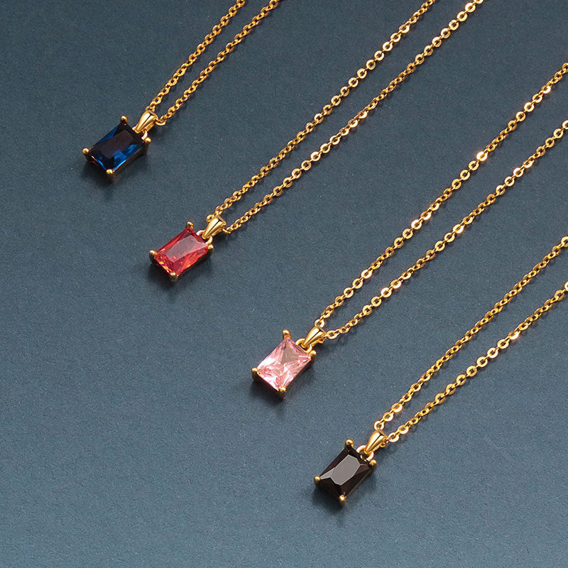 12 Birthstone Pendant Sterling Silver Necklace