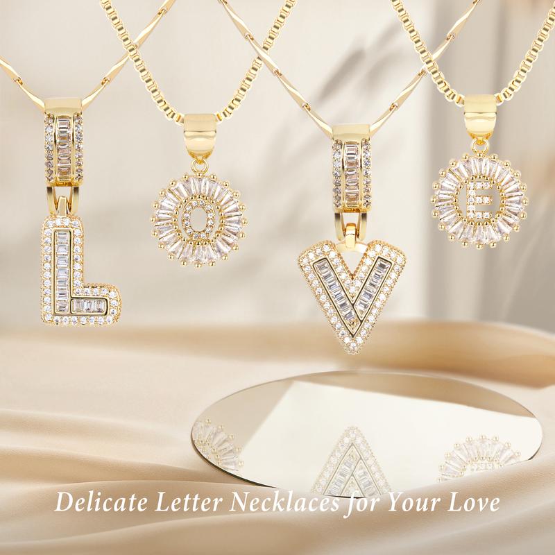 2-Pack Cubic Zirconia Initial Necklaces