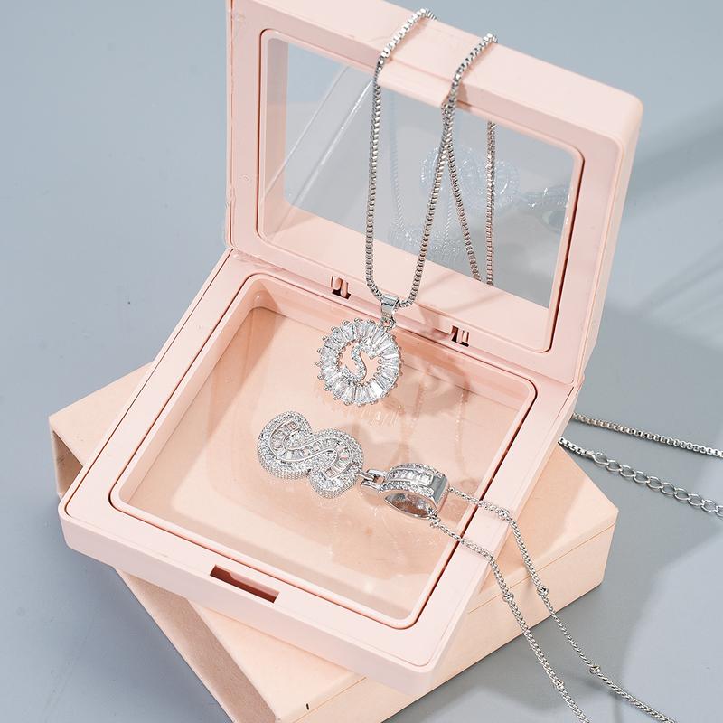 2-Pack Cubic Zirconia Initial Necklaces