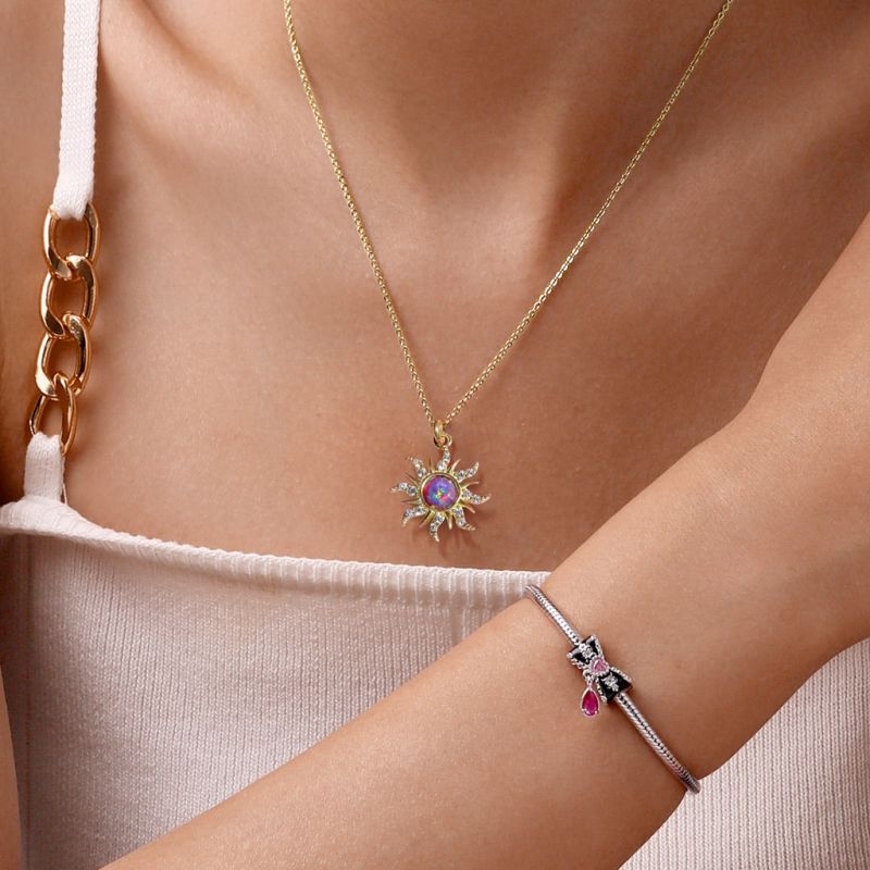 Golden Sun Opal Earring Necklace Bracelet Jewelry Set