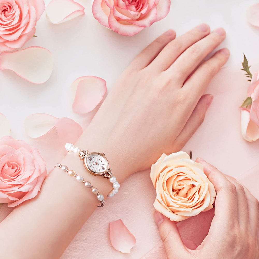 Pretty Pearl Quartz Bracelet Watch ¨C Rose Gold