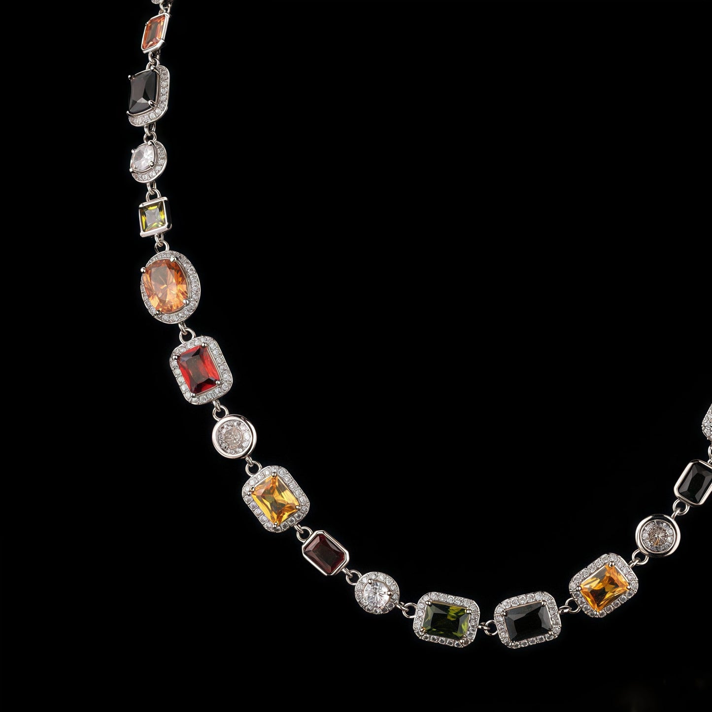 Colorful Square Crystal Zirconia Necklace
