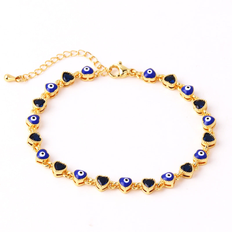 Lucky Protection Amulet Heart Evil Eye Colorful Gema Bracelet